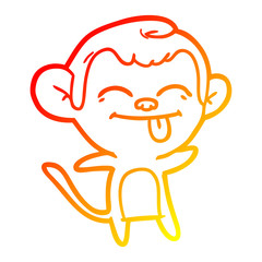 warm gradient line drawing funny cartoon monkey