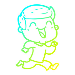cold gradient line drawing cartoon happy man