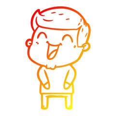 warm gradient line drawing cartoon man laughing