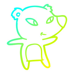 cold gradient line drawing cute cartoon bear