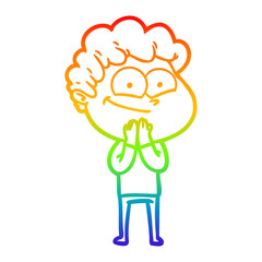 rainbow gradient line drawing cartoon happy man