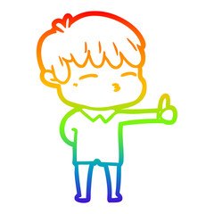 rainbow gradient line drawing cartoon curious boy