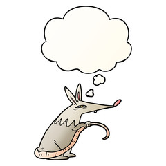 cartoon rat and thought bubble in smooth gradient style