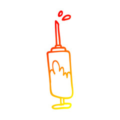 warm gradient line drawing cartoon needle full of blood
