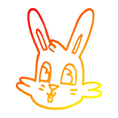 Fototapeta premium warm gradient line drawing cartoon bunny face