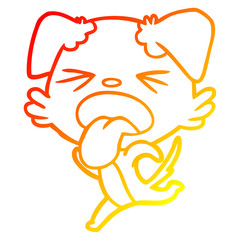 warm gradient line drawing cartoon running dog