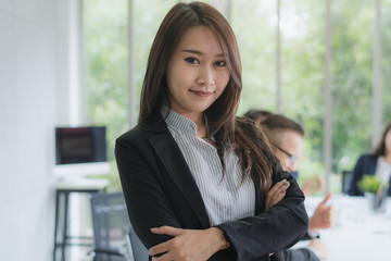 Fototapeta premium portrait of asian business woman in company meeting room.