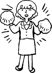 Monochrome Illustration of a Business woman face and pose