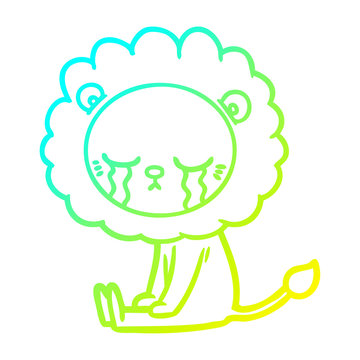 recommend clip art: cold gradient line drawing crying cartoon lion