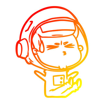 recommend clip art: warm gradient line drawing cartoon stressed astronaut