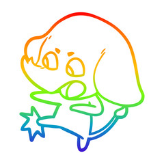 rainbow gradient line drawing cute cartoon elephant