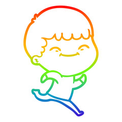 rainbow gradient line drawing cartoon happy boy