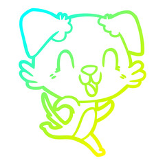 cold gradient line drawing laughing cartoon dog