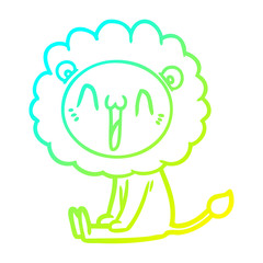 cold gradient line drawing happy cartoon lion