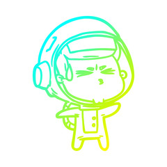 cold gradient line drawing cartoon stressed astronaut