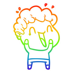 rainbow gradient line drawing cartoon happy man