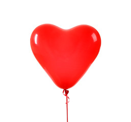 Fototapeta na wymiar Heart-shaped air balloon on white background