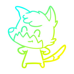cold gradient line drawing cartoon friendly fox