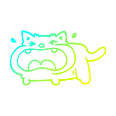 cold gradient line drawing cartoon crying cat