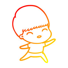warm gradient line drawing happy cartoon boy