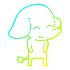 cold gradient line drawing cute cartoon elephant