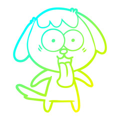 cold gradient line drawing cute cartoon dog