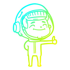 cold gradient line drawing happy cartoon astronaut