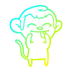 cold gradient line drawing funny cartoon monkey