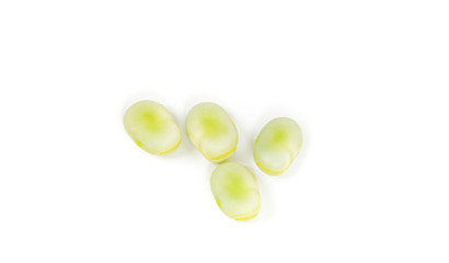 Broad bean. Fresh lima beans on white background