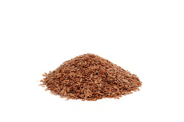 Flax seeds on white background