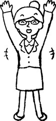 Monochrome Illustration of a Business woman wearing glasses face and pose
