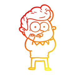 warm gradient line drawing cartoon staring man