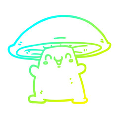 cold gradient line drawing cartoon mushroom character