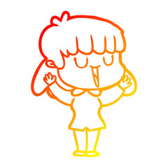 warm gradient line drawing cartoon woman