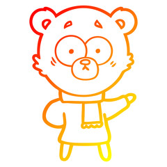 warm gradient line drawing surprised bear cartoon