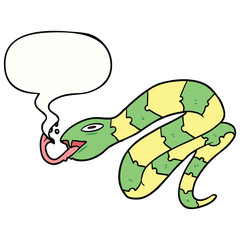 cartoon hissing snake and speech bubble