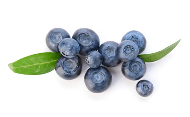 Fresh ripe blueberry on white background