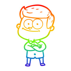 rainbow gradient line drawing cartoon happy man