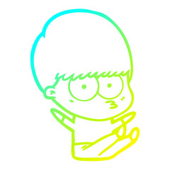 Obraz premium cold gradient line drawing nervous cartoon boy