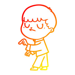 Fototapeta premium warm gradient line drawing cartoon grumpy boy