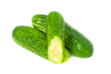  Fresh vegetable, cucumbers isolated on white background