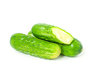  Fresh vegetable, cucumbers isolated on white background
