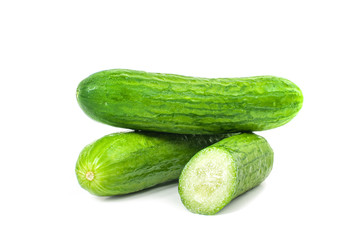  Fresh vegetable, cucumbers isolated on white background