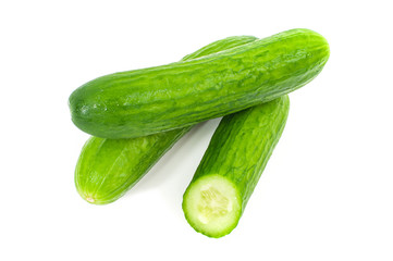  Fresh vegetable, cucumbers isolated on white background
