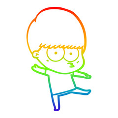 rainbow gradient line drawing nervous cartoon boy dancing