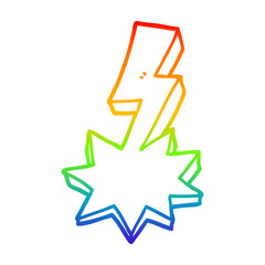 rainbow gradient line drawing cartoon lightning strike