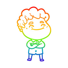 rainbow gradient line drawing cartoon friendly man