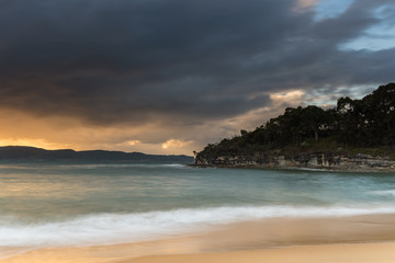 High Tide Swells Up Sunrise Seascape