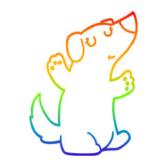 rainbow gradient line drawing cartoon dog