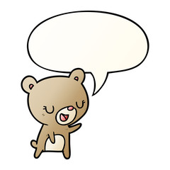 cartoon bear and speech bubble in smooth gradient style